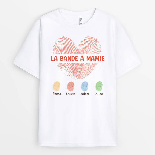 3177AFR1 la bande a mamie version coeur avec empreintes digitales tee shirt mamie personnalisable