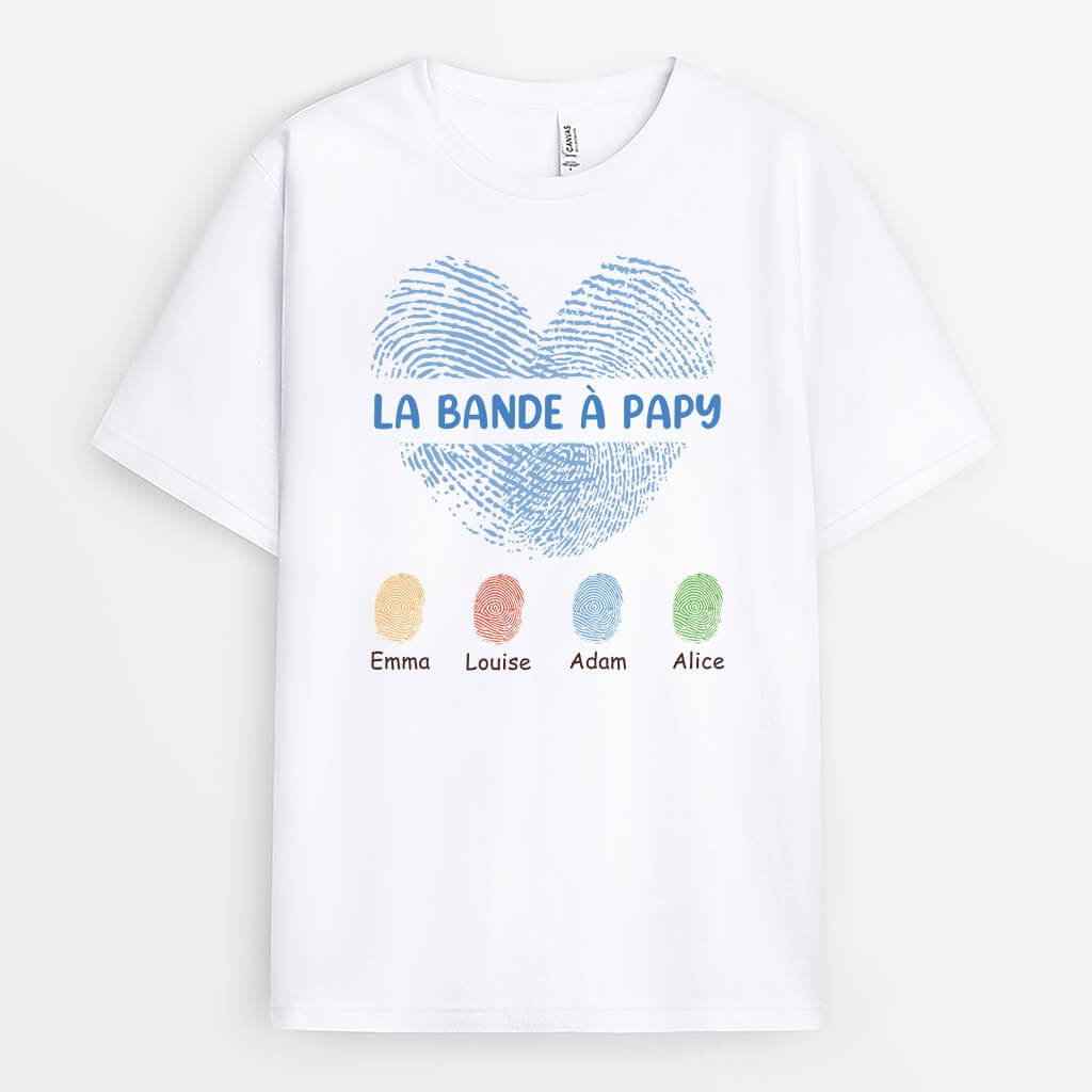 3177AFR1 la bande a papy version coeur avec empreintes digitales tee shirt papy personnalisable