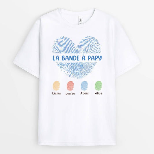 3177AFR1 la bande a papy version coeur avec empreintes digitales tee shirt papy personnalisable