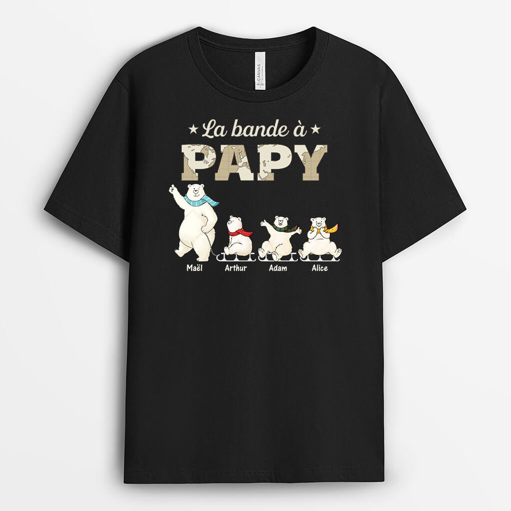 3180AFR1 la bande a papy version famille dours blancs t shirt personnalise pour papy