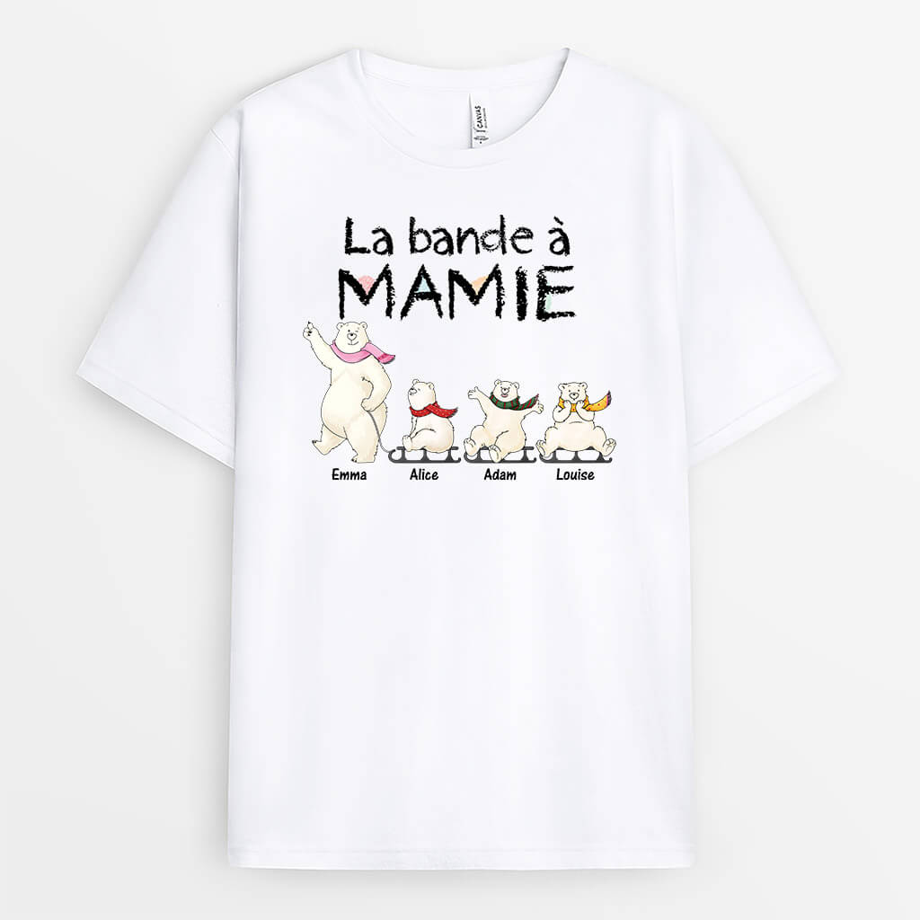 3181AFR1 la bande a mamie famille dours blancs version claire t shirt personnalise pour mamie