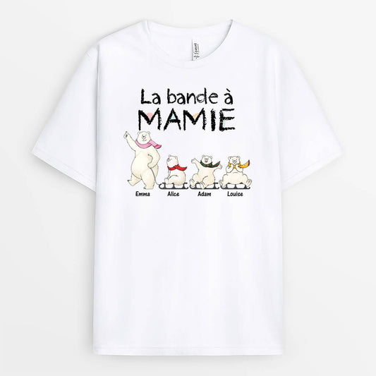 3181AFR1 la bande a mamie famille dours blancs version claire t shirt personnalise pour mamie