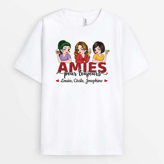 3185AFR1 meilleures amies pour toujours tenant des verres de vin t shirt personnalise amitie