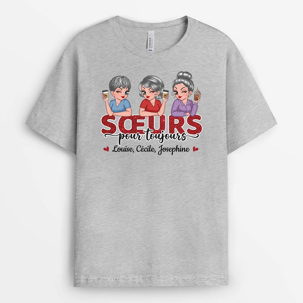 3185AFR2 meilleures amies pour toujours tenant des verres de vin t shirt personnalise amitie