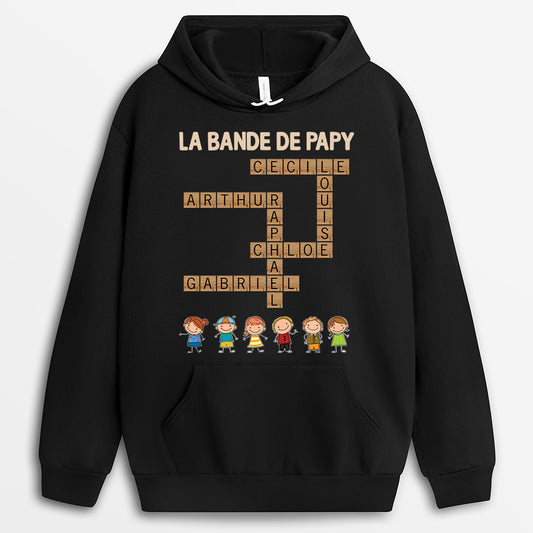 3186AFR1 la bande a papy version mots croises avec les petits enfants t shirt personnalise papy