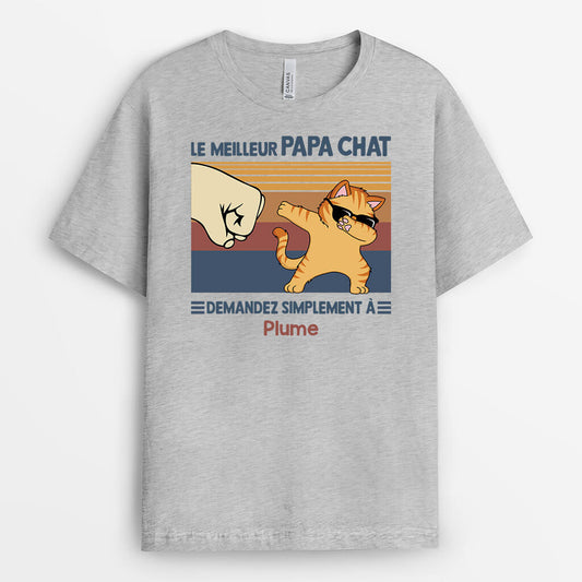 3188AFR2 le meilleure papa chat demandez le simplement tee shirt chat personnalise