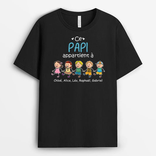 3190AFR1 ce papy appartient a version les petits enfants se tenaient la main tee shirt pour papy personnalise