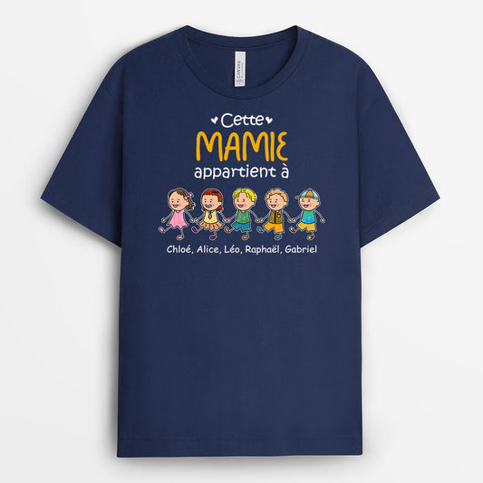 3190AFR2 cette mamie appartient a version les petits enfants se tenaient la main tee shirt pour mamie personnalise