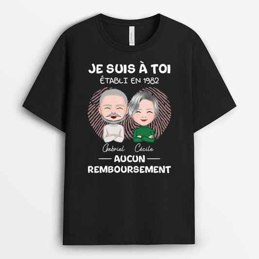 3194AFR2 je suis a toi aucun remboursement avec visages t shirt personnalise pour couple