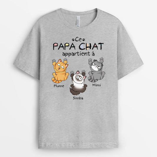 3205AFR2 cette maman ce papa appartient aux chats espiegles tee shirt chat personnalise