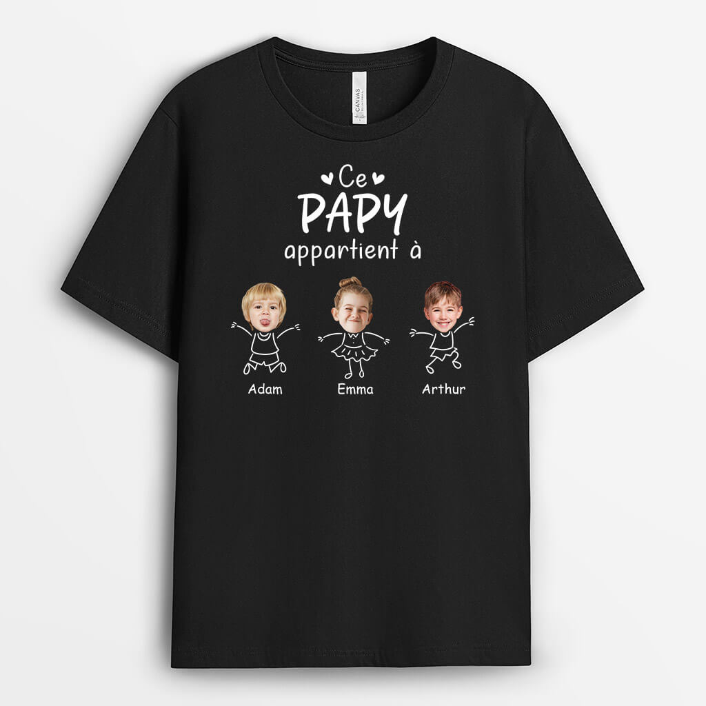 3209AFR1 ce papy appartient a version simple avec visages t shirt papy personnalise