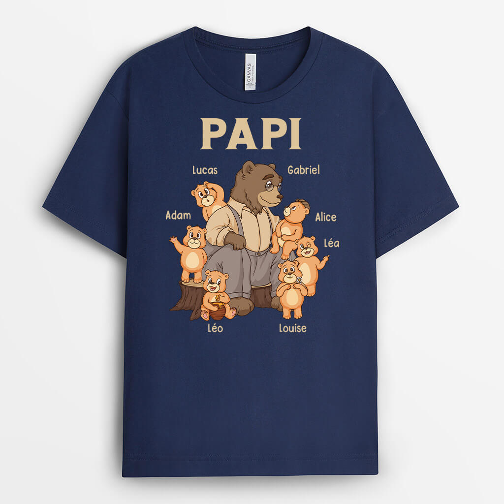 3213AFR1 papy ours vintage avec ses petits enfants t shirt personnalise pour papy_bdac7ddc f035 4877 8ebc 911cff9c3cfb