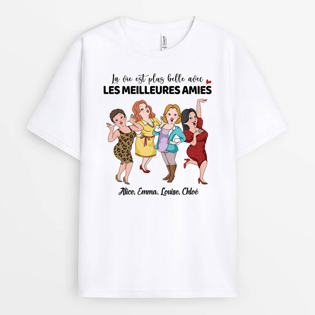 3215AFR1 la vie est meilleure avec les meilleures amies t shirt personnalise meilleure amie