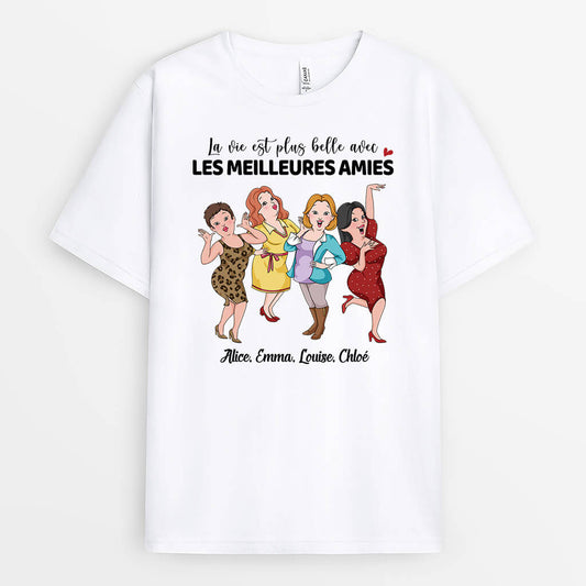 3215AFR1 la vie est meilleure avec les meilleures amies t shirt personnalise meilleure amie