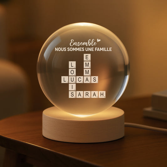 3221LFR2 boule de cristal personnalisee ensemble nous formons une famille 3221l6f5i