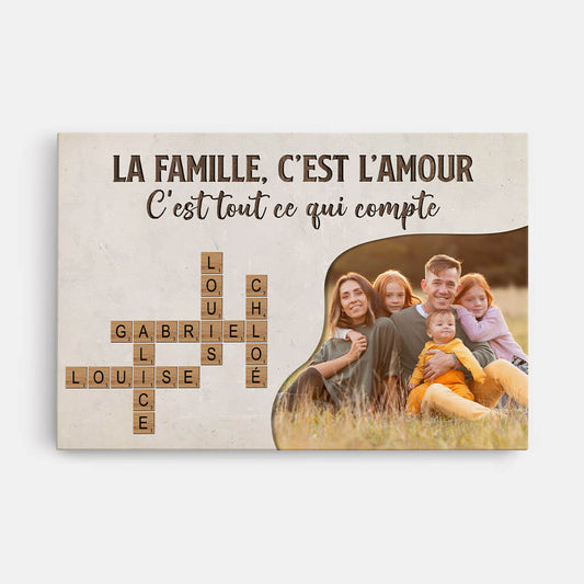 3222CFR1 la famille cest lamour avec photo toile personnalisable famille