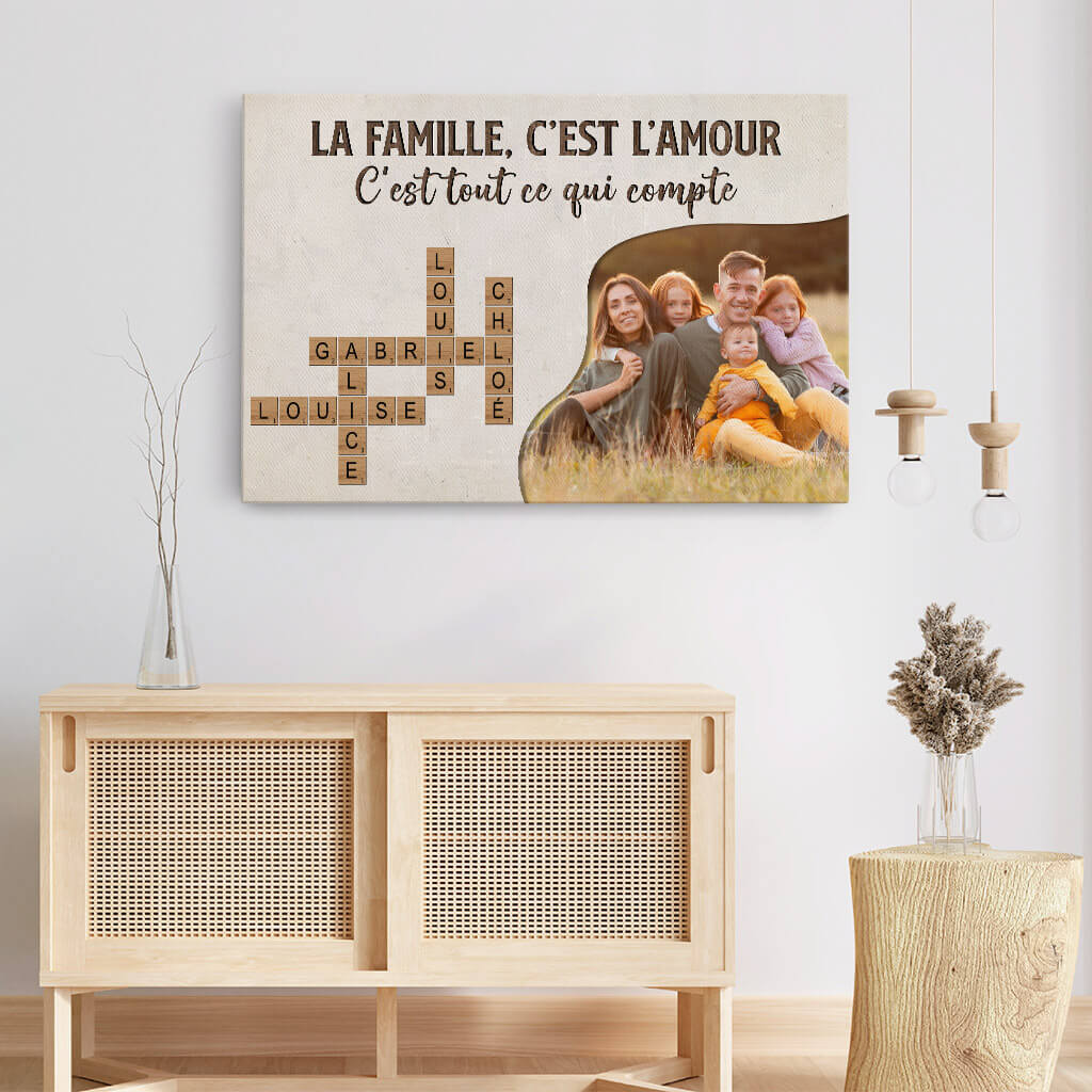 3222CFR3 la famille cest lamour avec photo toile personnalisable famille