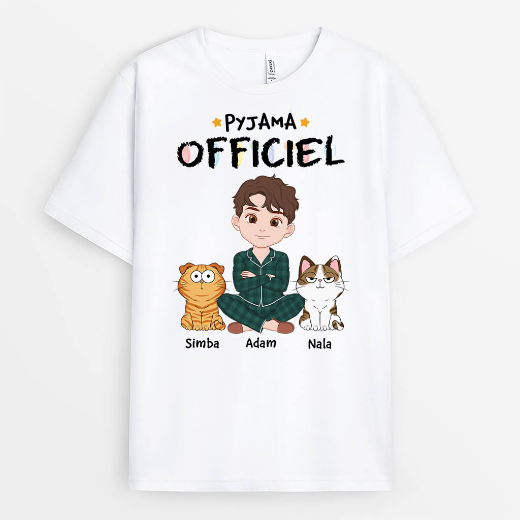 3237AFR1 pyjama officiel version homme avec chats mignons t shirt personnalise chat