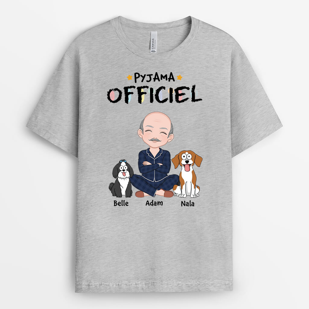 3237AFR2 pyjama officiel version homme avec chiens mignons t shirt personnalise chien