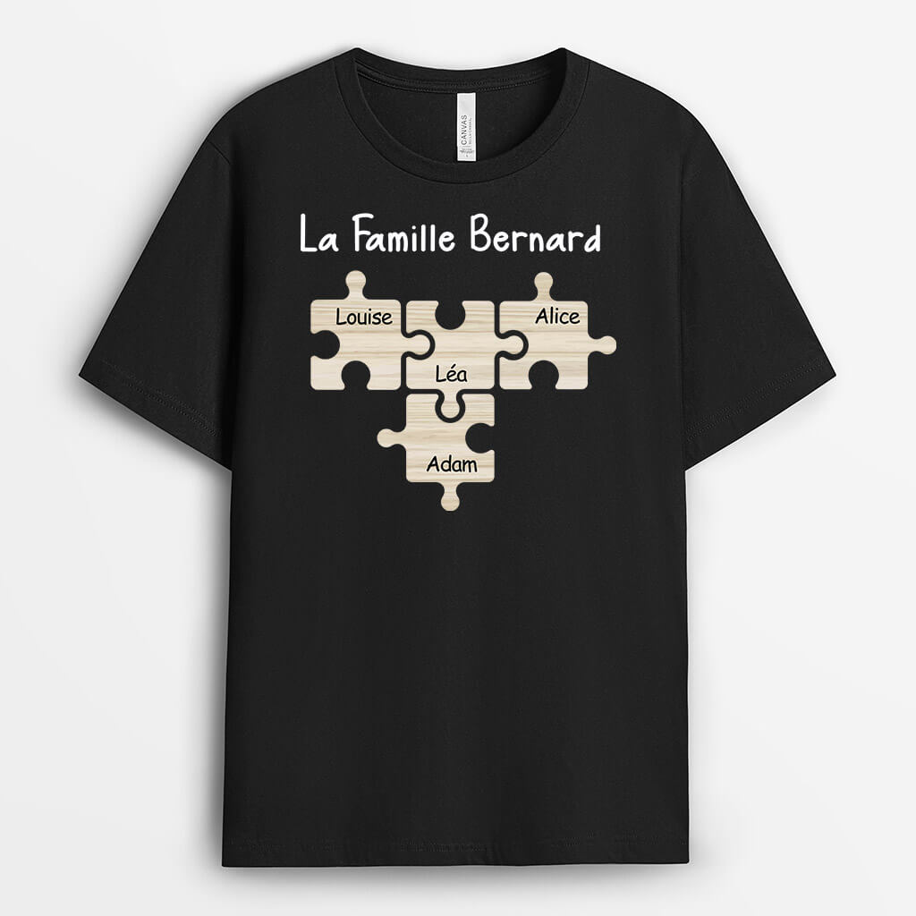 3240AFR1 la famille de smith version puzzle de noms tee shirt personnalise pour famille