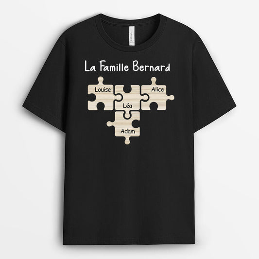 3240AFR1 la famille de smith version puzzle de noms tee shirt personnalise pour famille