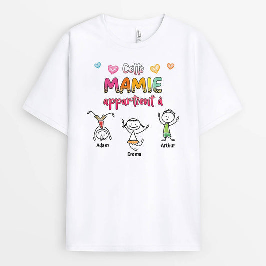 3242AFR1 cette mamie appartient a version dessin des petits enfants espiegles tee shirt mamie original