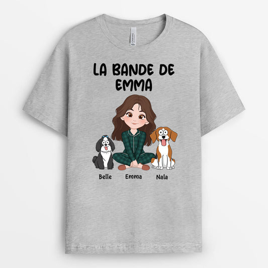 3243AFR2 la bande demma version chiens mignons t shirt chien personnalis