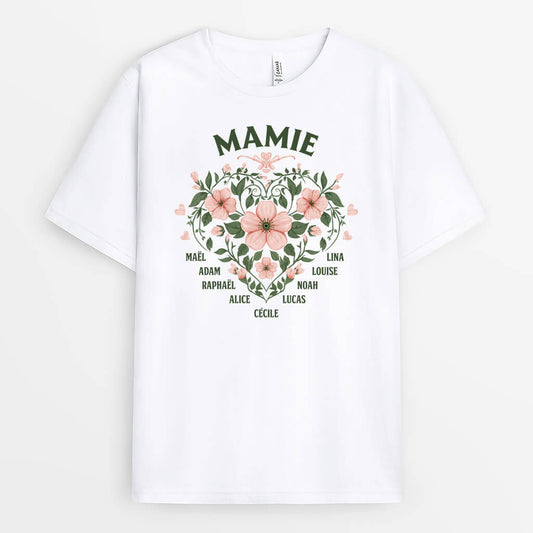 3256AFR1 mamie avec fleurs vintage tee shirt personnalisale pour mamie