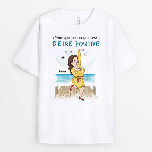 3260AFR1 mon groupe sanguin est detre positif t shirt femme personnalise