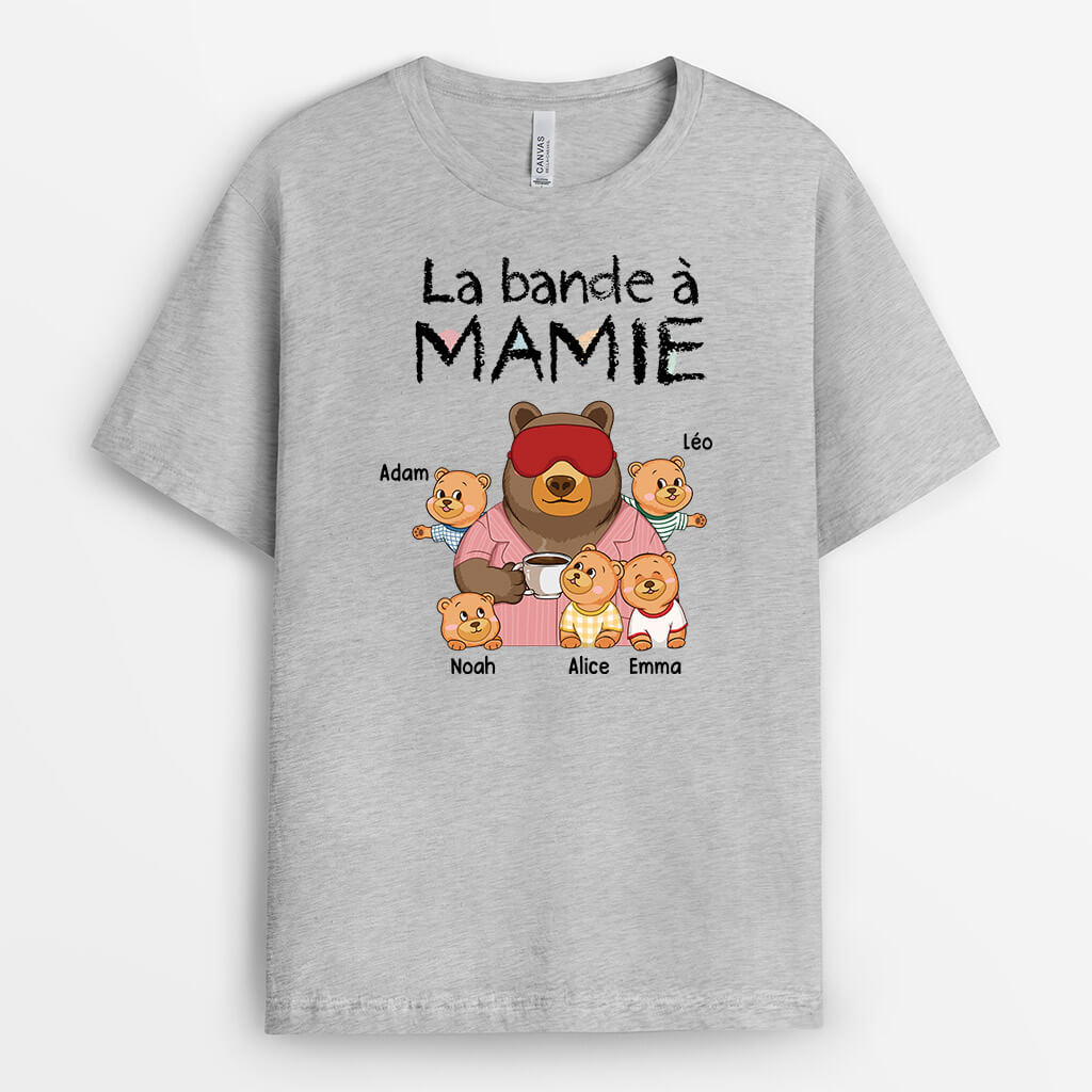 3263AFR1 la bande a mamie version famille dours avec pyjamas t shirt grand mere personnalise