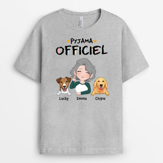 3267AFR1 pyjama officiel avec chiens version cartoon t shirt personnalise avec chien