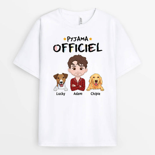 3267AFR2 pyjama officiel avec chiens version cartoon t shirt personnalise avec chien