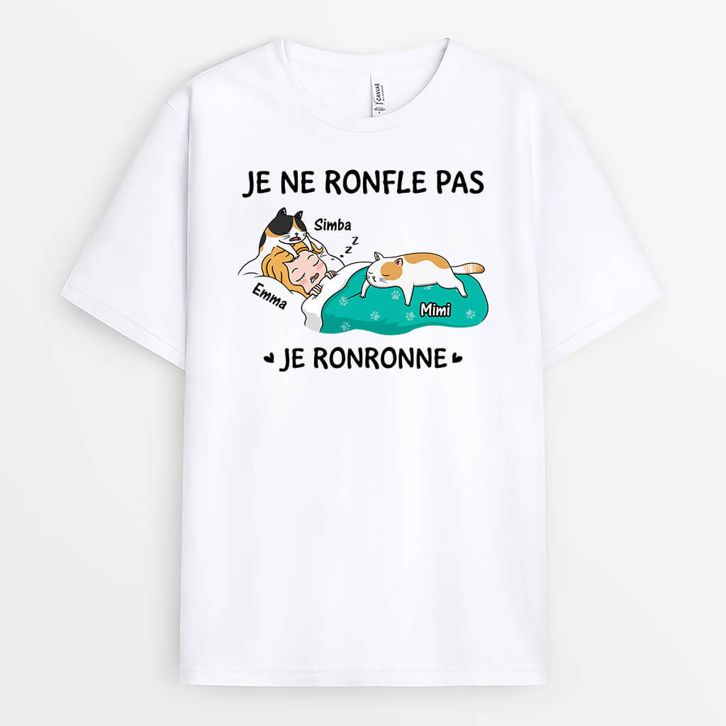 3270AFR1 je ne ronfle pas je ronronne avec chats espiegles tee shirt chat personnalise