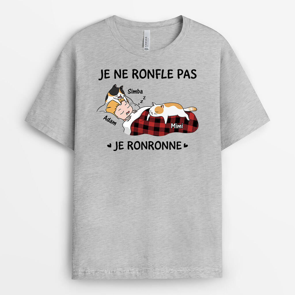 3270AFR2 je ne ronfle pas je ronronne avec chats espiegles tee shirt chat personnalise