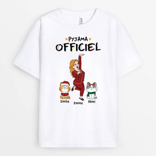 3271AFR1 pyjama officiel version noel avec chats rigolos t shirt personnalise avec chat