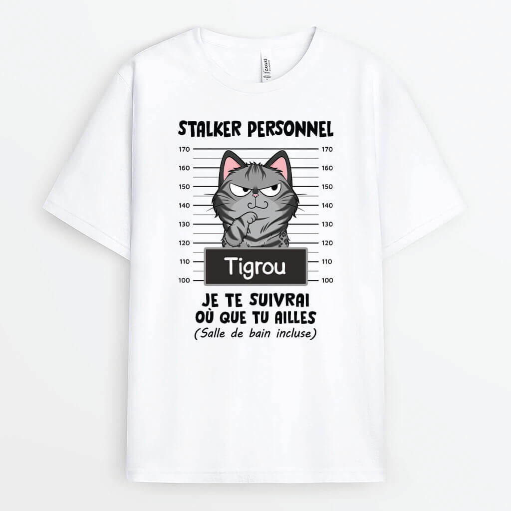 3274AFR1 stalker personnel version chat en prison t shirt personnalise chat