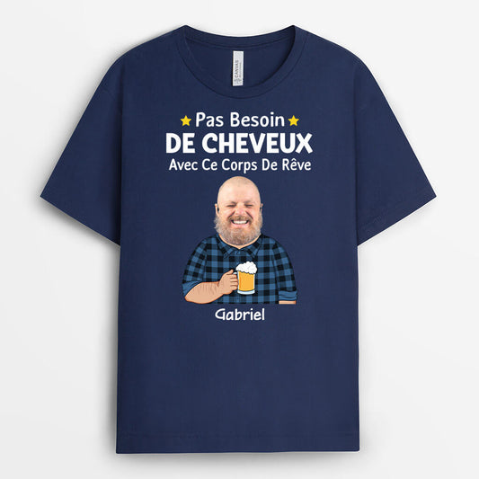 3278AFR2 pas besoin de cheveux avec ce corps de reve version cartoon t shirt personnalise pour homme