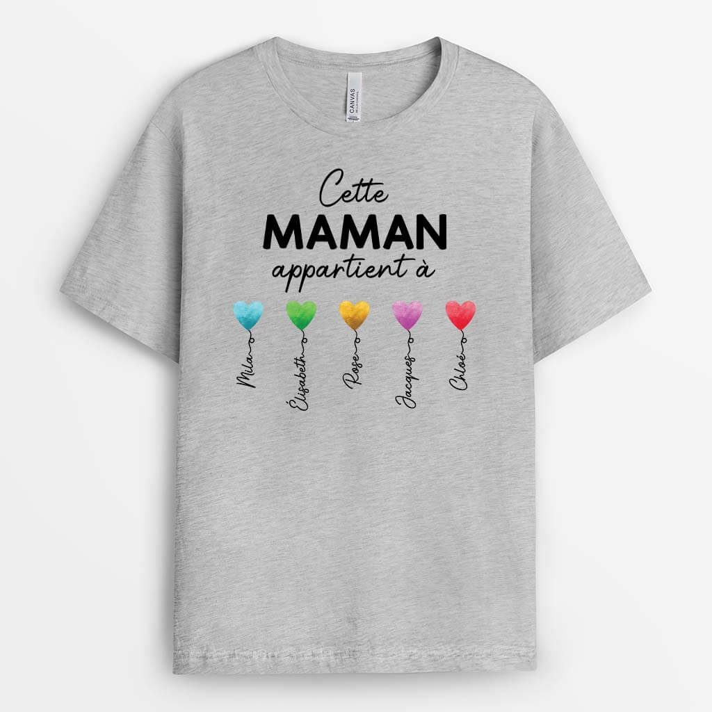 3280AFR2 cette mamie appartient a avec les coeurs colores tee shirt mamie personnalise