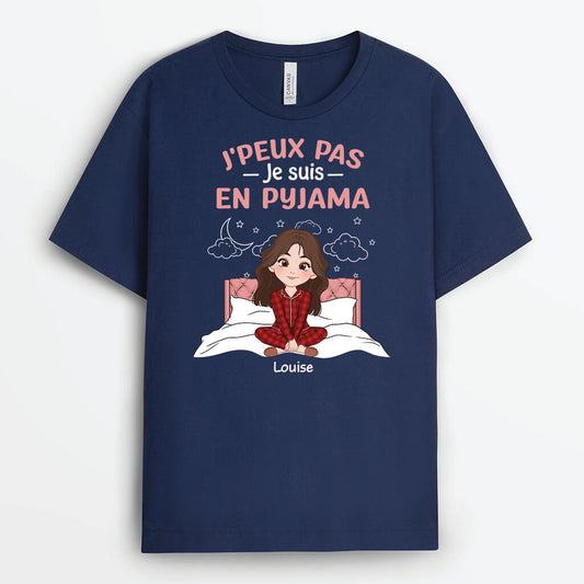 3282AFR1 je peux pas je suis en pyjama version cartoon t shirt femme personnalise