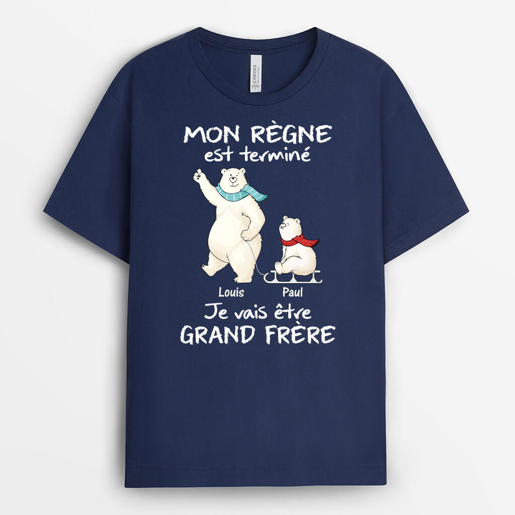 3284AFR2 mon regne est termine je vais etre grande soeur version ours blancs t shirt pour soeur personnalise