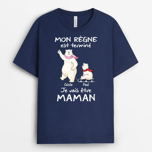 3285AFR2 mon regne est termine je vais etre papa version ours blancs t shirt pour papa personnalise