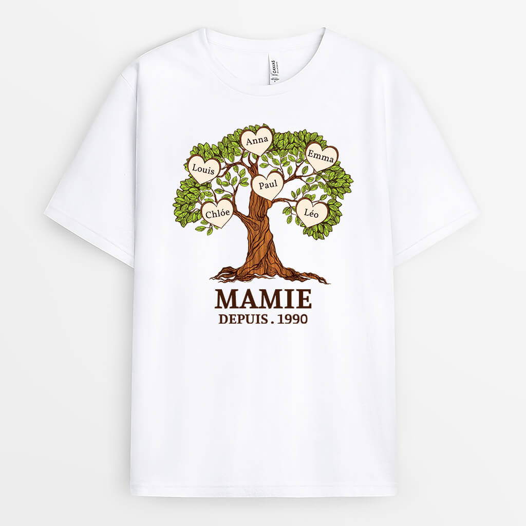 3302AFR1 mamie depuis version arbre avec prenoms toile personnalisable pour mamie