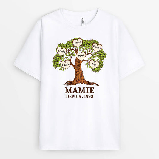 3302AFR1 mamie depuis version arbre avec prenoms toile personnalisable pour mamie