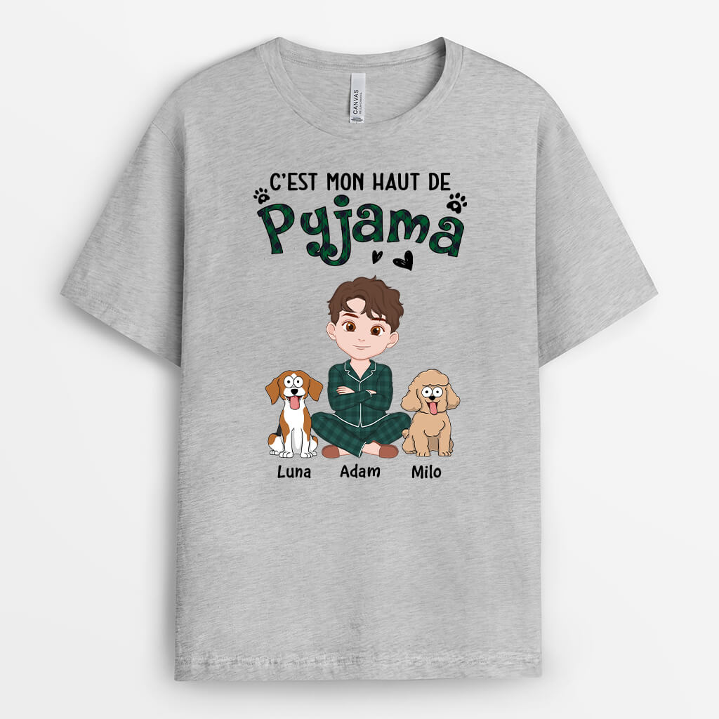 3304AFR1 cest mon t shirt de pyjama avec chiens portant des vetements dhiver t shirt chien personnalise