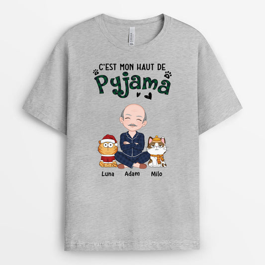 3304AFR2 cest mon t shirt de pyjama avec chats portant des vetements dhiver tee shirt personnalise chat