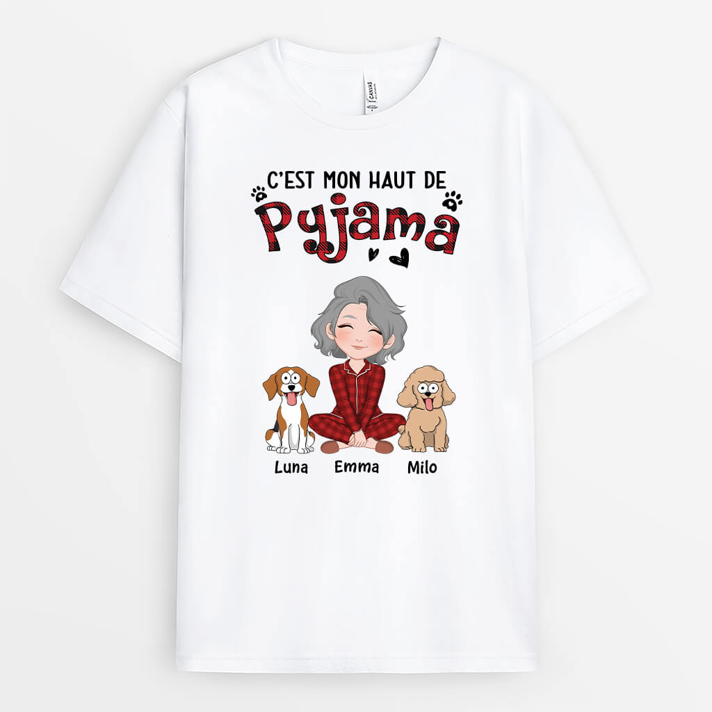 3304AFR2 cest mon t shirt de pyjama avec chiens portant des vetements dhiver t shirt chien personnalise