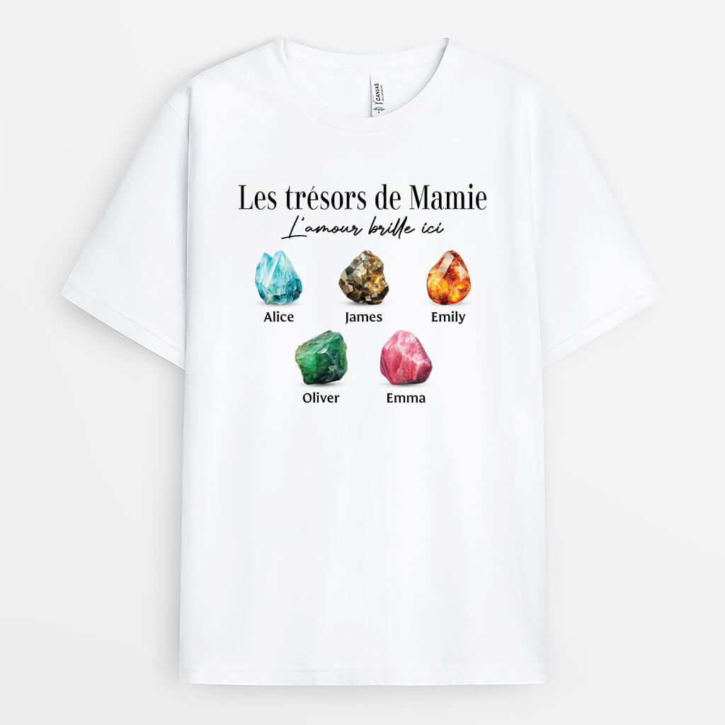 3305AFR1 les tresors de mamie version gemmes colorees t shirt personnalise mamie