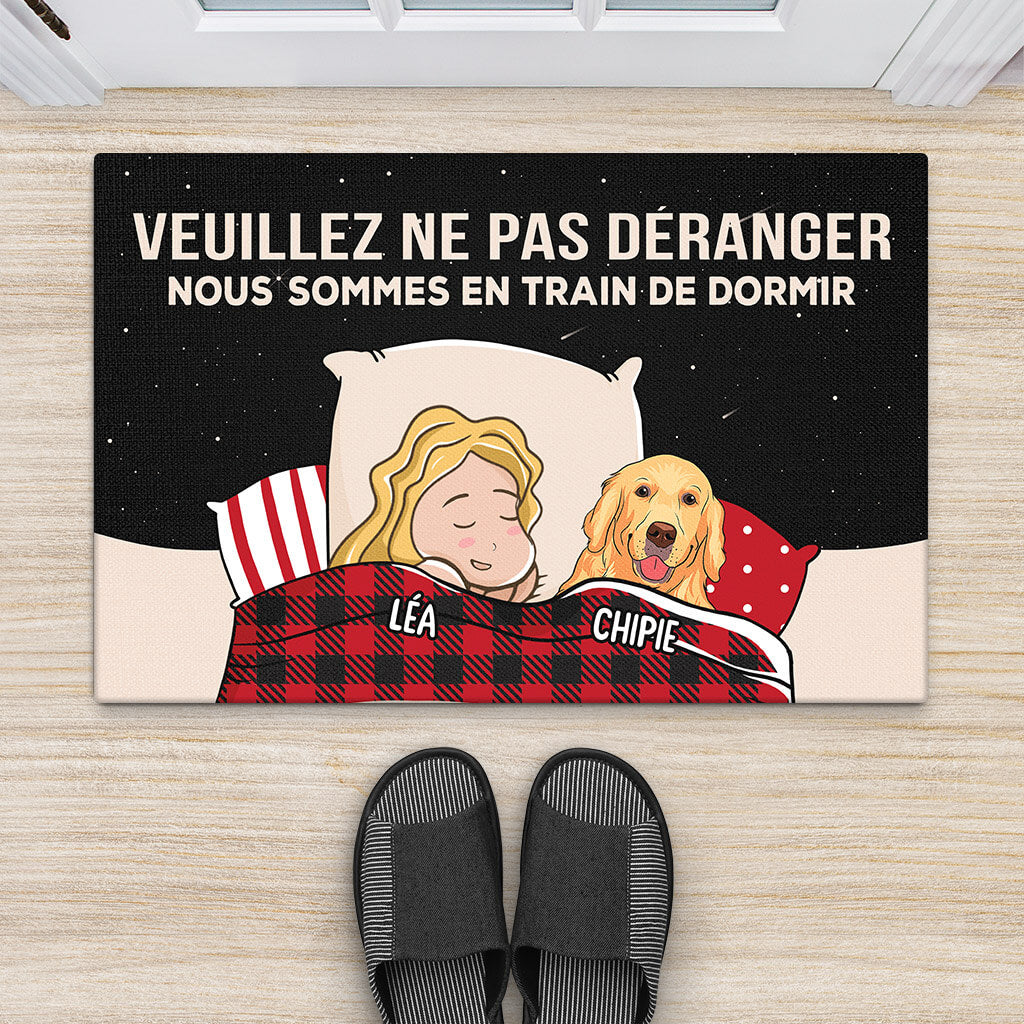 3311DFR2 veuillez ne pas deranger version chien paillasson personnalise chien