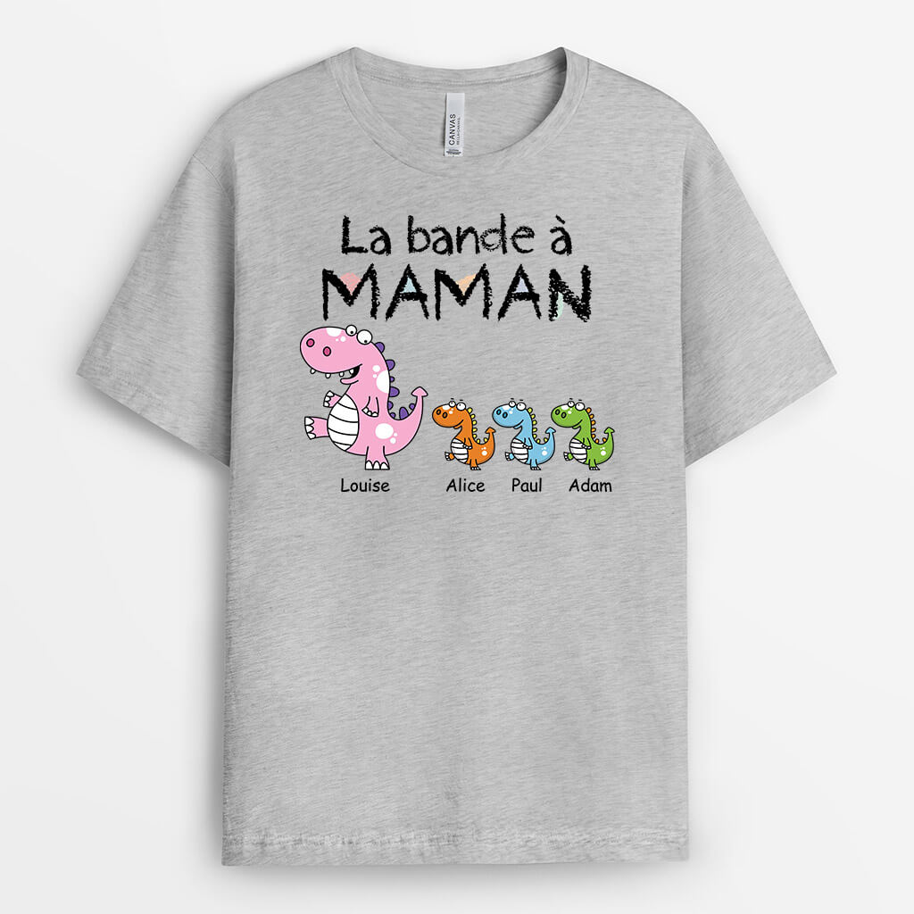 3312AFR2 la bande a papy version dinosaures en pastel t shirt personnalise pour papy