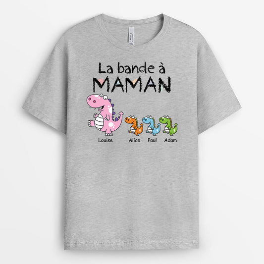 3312AFR2 la bande a papy version dinosaures en pastel t shirt personnalise pour papy